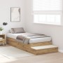 Cama de Almacenamiento en Roble Artesanal 90x200 cm de , Camas y somieres - Ref: Foro24-3335612, Precio: 236,86 €, Descuento:...