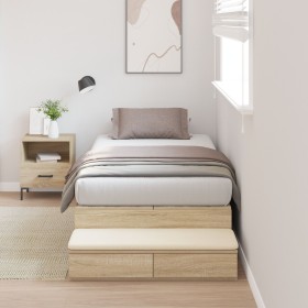 Estructura de Cama de Almacenamiento Sonoma Roble 100x200 cm de , Camas y somieres - Ref: Foro24-3335615, Precio: 253,16 €, D...