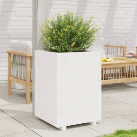 Jardinera madera maciza de pino blanco 50x50x72,5 cm en Macetas y jardineras | Comprar online en Foru.es