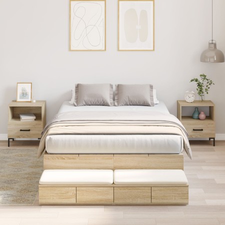 Estructura de Cama de Almacenamiento Roble Sonoma 120x200 cm de , Camas y somieres - Ref: Foro24-3335631, Precio: 423,02 €, D...