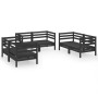Juego de muebles de jardín 6 pzas madera de pino maciza negro de vidaXL, Conjuntos de jardín - Ref: Foro24-3082586, Precio: 3...