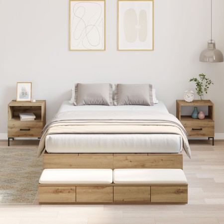 Marco de Cama de Almacenamiento Roble Artesanal 120x200 cm | Foro24.es | Tu tienda online para hogar, jardín y más Foro24.es