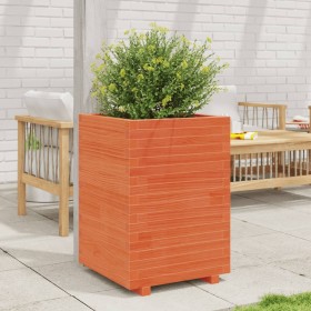 Jardinera madera maciza de pino marrón cera 50x50x72,5 cm en Macetas y jardineras | Comprar online en Foru.es