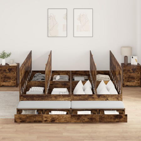Estructura de Cama de Almacenamiento Roble Ahumado 180x200 cm | Foro24.es | Tu tienda online para hogar, jardín y más Foro24.es