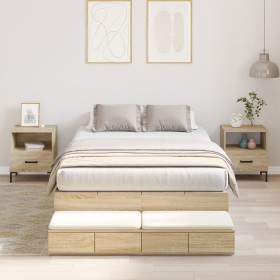 Estructura de Cama de Almacenamiento Roble Sonoma 120x190 cm de , Camas y somieres - Ref: Foro24-3335687, Precio: 412,36 €, D...