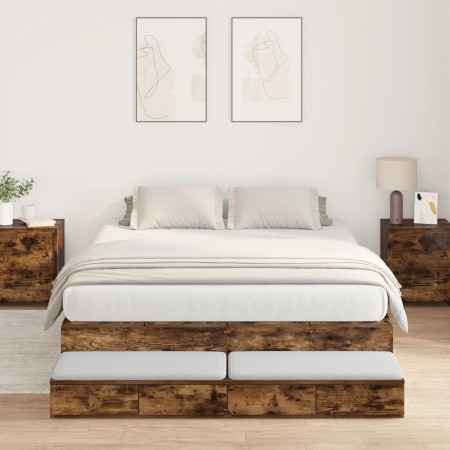 Estructura de Cama de Almacenamiento Roble Ahumado 140x190 cm | Foro24.es | Tu tienda online para hogar, jardín y más Foro24.es