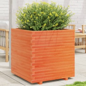 Jardinera madera maciza de pino marrón cera 70x70x72,5 cm en Macetas y jardineras | Comprar online en Foru.es