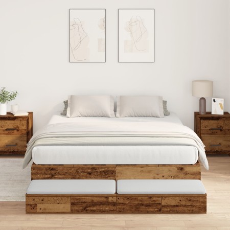 Estructura de Cama de Almacenamiento Madera Vieja 135x190 cm | Foro24.es | Tu tienda online para hogar, jardín y más Foro24.es