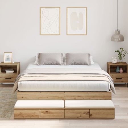 Estructura de Cama de Almacenamiento en Roble Artisan 135x190 cm | Foro24.es | Tu tienda online para hogar, jardín y más Foro24.es