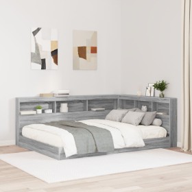 Cama con Estantería Gris Sonoma 150x200 cm Madera Elaborada de , Camas y somieres - Ref: Foro24-3335738, Precio: 233,93 €, De...
