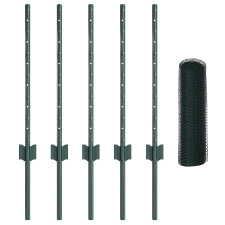 Postes de Valla  11 pcs U-Channel Verde 100 cm Acero, Valla Hexagonal Verde 0.6x10 m Acero | Foro24.es | Tu tienda online para hogar, jardín y más Foro24.es