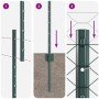 Postes de Cerco 11 pcs U-Channel Verde 100 cm Acero, Cerco Hexagonal Verde 1x50 m Acero de , Postes de cerca - Ref: Foro24-33...