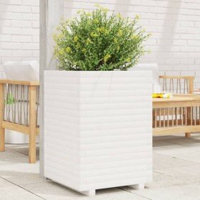 Jardinera madera maciza de pino blanco 50x50x72 cm en Macetas y jardineras | Comprar online en Foru.es