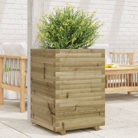 Jardinera de madera de pino impregnada 50x50x72 cm en Macetas y jardineras | Comprar online en Foru.es
