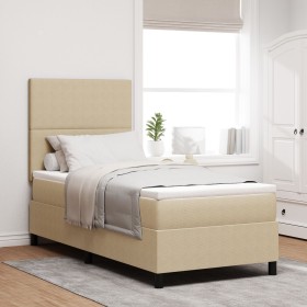 Cama con Base Elástica con Colchón Beige Claro 80x200 cm Tela de Pana de , Camas y somieres - Ref: Foro24-3337534, Precio: 32...