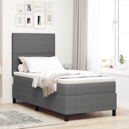 Cama Box Spring con Colchón Gris Claro Individual Tela de Corduroy de , Camas y somieres - Ref: Foro24-3337535, Precio: 343,3...