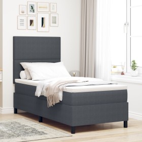 Cama con Resortes con Colchón Gris Oscuro Individual Tela de Pana de , Camas y somieres - Ref: Foro24-3337536, Precio: 323,09...