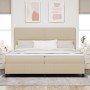 Cama con Somier con Colchón Beige Claro 200x200 cm Tela de Sarga | Foro24.es | Tu tienda online para hogar, jardín y más Foro24.es
