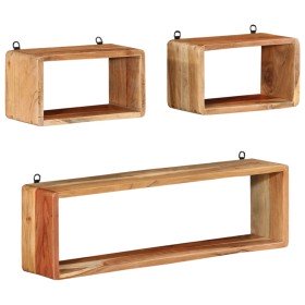 Juego de estantes cubo de pared 3 pzas madera maciza de acacia en Estanterías | Comprar online en Foru.es