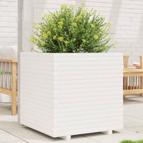 Jardinera de madera maciza de pino blanca 70x70x72 cm en Macetas y jardineras | Comprar online en Foru.es