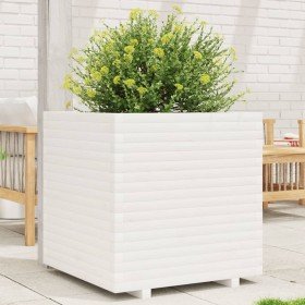 Jardinera de madera maciza de pino blanca 70x70x72 cm en Macetas y jardineras | Comprar online en Foru.es