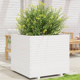 Jardinera de madera maciza de pino blanca 80x80x72 cm en Macetas y jardineras | Comprar online en Foru.es
