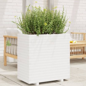 Jardinera de madera maciza de pino blanca 70x40x72 cm en Macetas y jardineras | Comprar online en Foru.es