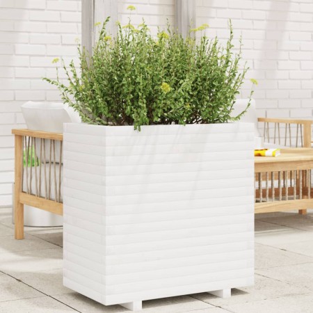Jardinera de madera maciza de pino blanca 70x40x72 cm en Macetas y jardineras | Comprar online en Foru.es
