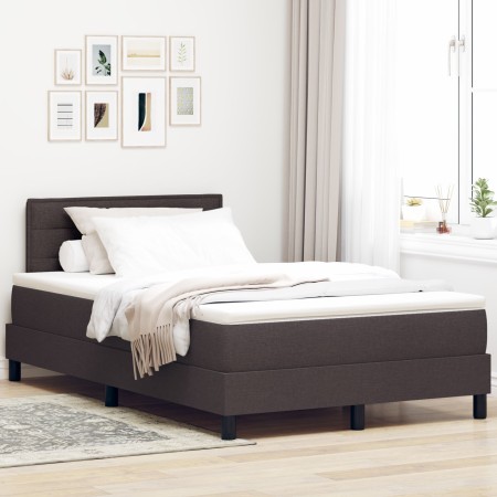 Cama con Somier con Colchón Marrón Oscuro 120x200 cm Tela de , Camas y somieres - Ref: Foro24-3338604, Precio: 375,35 €, Desc...