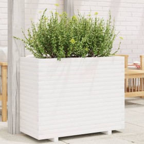 Jardinera de madera maciza de pino blanca 90x40x72 cm en Macetas y jardineras | Comprar online en Foru.es