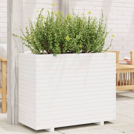 Jardinera de madera maciza de pino blanca 90x40x72 cm en Macetas y jardineras | Comprar online en Foru.es