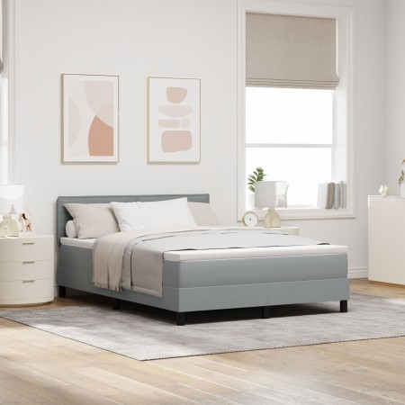 Cama Box Spring con Colchón Gris Claro 140x190 cm Tela de , Camas y somieres - Ref: Foro24-3338608, Precio: 453,27 €, Descuen...
