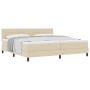 Cama con somier de y colchón crema 200x200 cm de tela | Foro24.es | Tu tienda online para hogar, jardín y más Foro24.es