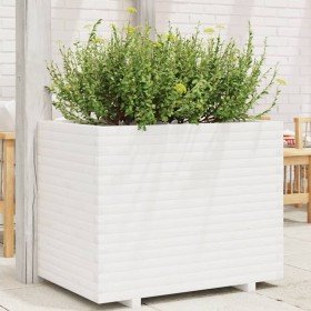 Jardinera de madera maciza de pino blanca 90x60x72 cm en Macetas y jardineras | Comprar online en Foru.es