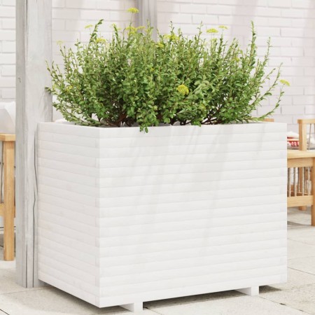 Jardinera de madera maciza de pino blanca 90x60x72 cm en Macetas y jardineras | Comprar online en Foru.es