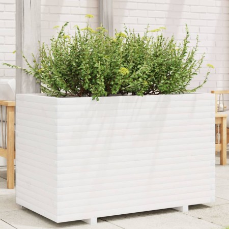 Jardinera de madera maciza de pino blanca 110x60x72 cm en Macetas y jardineras | Comprar online en Foru.es