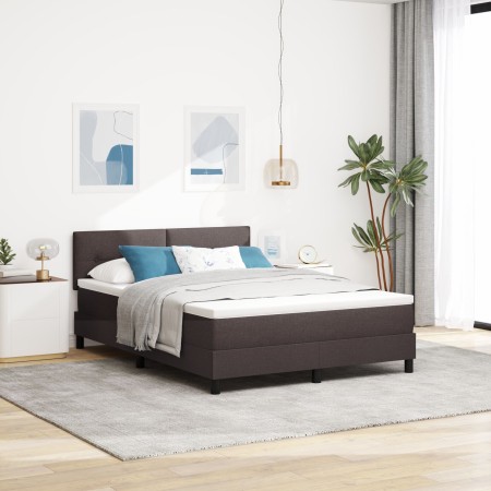 Cama con Somier con Colchón Marrón Oscuro 160x200 cm Tela | Foro24.es | Tu tienda online para hogar, jardín y más Foro24.es