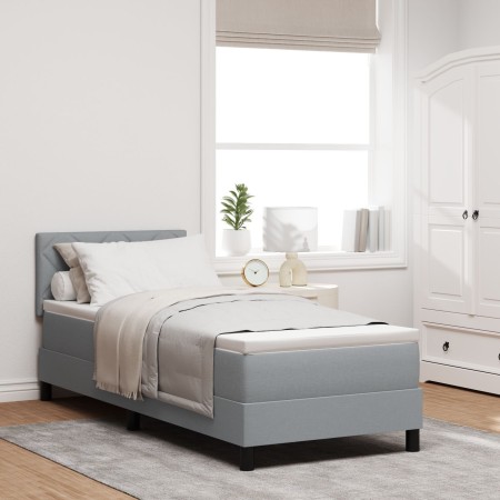 Cama Box Spring con colchón Gris Claro 80x200 cm Tela | Foro24.es | Tu tienda online para hogar, jardín y más Foro24.es