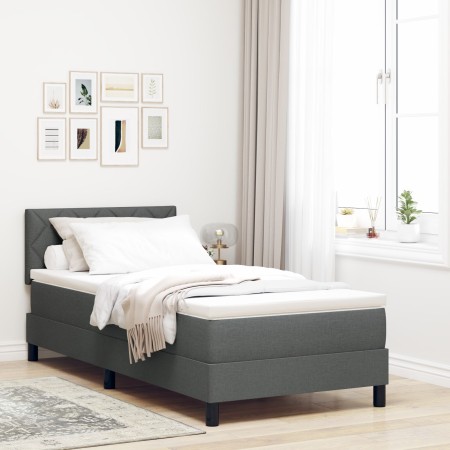 Cama con Box Spring y Colchón Gris Oscuro 90x190 cm Tela de , Camas y somieres - Ref: Foro24-3338728, Precio: 305,43 €, Descu...