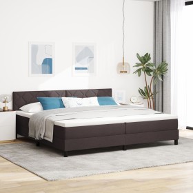 Cama con base tipo box spring y colchón Marrón Oscuro 200x200 cm Tela de , Camas y somieres - Ref: Foro24-3338793, Precio: 59...