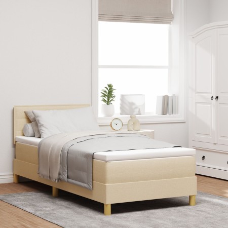 Cama con Base con Colchón Crema 80x200 cm Tela | Foro24.es | Tu tienda online para hogar, jardín y más Foro24.es