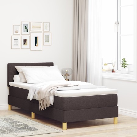 Cama con Base con Colchón Marrón Oscuro 90x190 cm Tela | Foro24.es | Tu tienda online para hogar, jardín y más Foro24.es