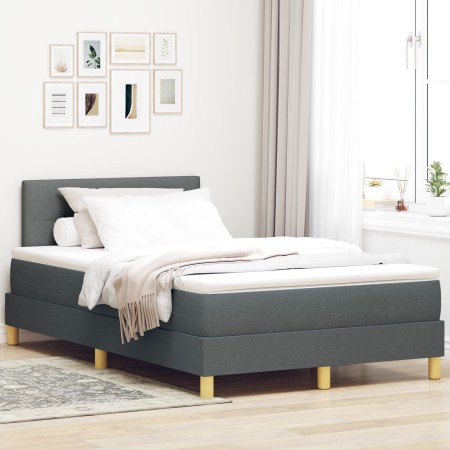Cama Box Spring con Colchón Gris Oscuro 120x190 cm Tela de , Camas y somieres - Ref: Foro24-3338903, Precio: 401,19 €, Descue...
