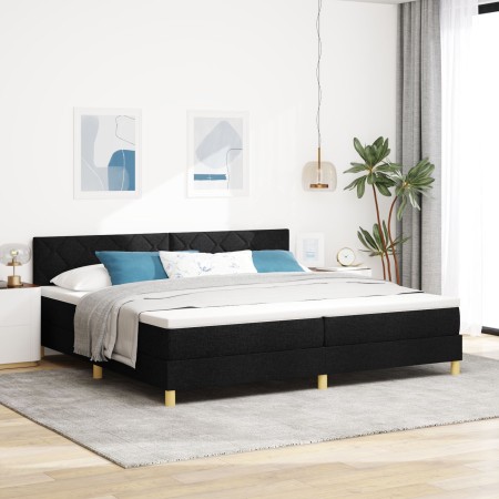 Cama con Base de Resortes con Colchón Negra 200x200 cm Tela de , Camas y somieres - Ref: Foro24-3339023, Precio: 591,16 €, De...