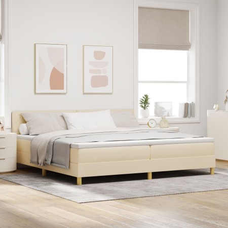 Cama con Box Spring con Colchón Crema 200x200 cm Tela | Foro24.es | Tu tienda online para hogar, jardín y más Foro24.es