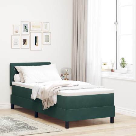 Cama Box Spring con colchón terciopelo verde oscuro 80x200 cm de , Camas y somieres - Ref: Foro24-3339071, Precio: 269,90 €, ...