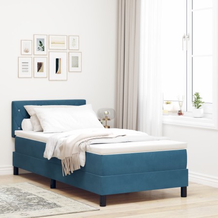 Cama Box Spring con colchón terciopelo azul oscuro 90x190 cm de , Camas y somieres - Ref: Foro24-3339078, Precio: 297,73 €, D...