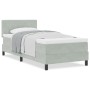Cama Box Spring con colchón terciopelo gris claro 90x200 cm de , Camas y somieres - Ref: Foro24-3339080, Precio: 297,59 €, De...