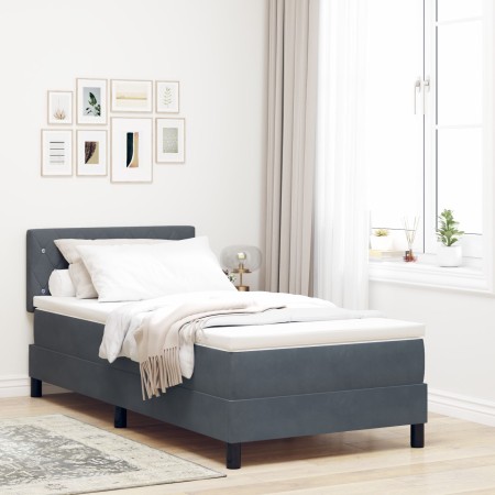 Cama Box Spring con colchón terciopelo gris oscuro 90x200 cm | Foro24.es | Tu tienda online para hogar, jardín y más Foro24.es
