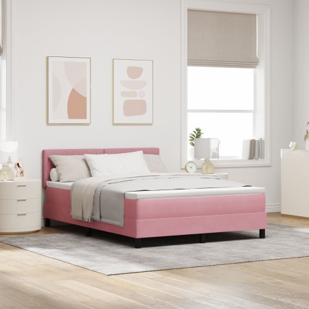 Cama Box Spring con colchón terciopelo rosa 160x200 cm | Foro24.es | Tu tienda online para hogar, jardín y más Foro24.es